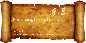 Gosztonyi Ervin névjegykártya